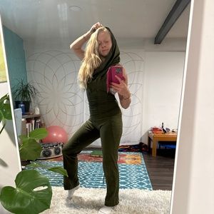 Olive green Hooded Jumpsuit